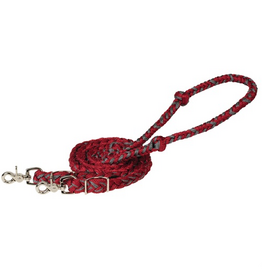 BRAIDED BARREL RACING REIN POLYESTER RED & GRAY
