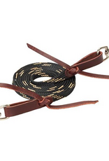 FLAT BRAIDED ROPER REINS WAXED BLACK/TAN