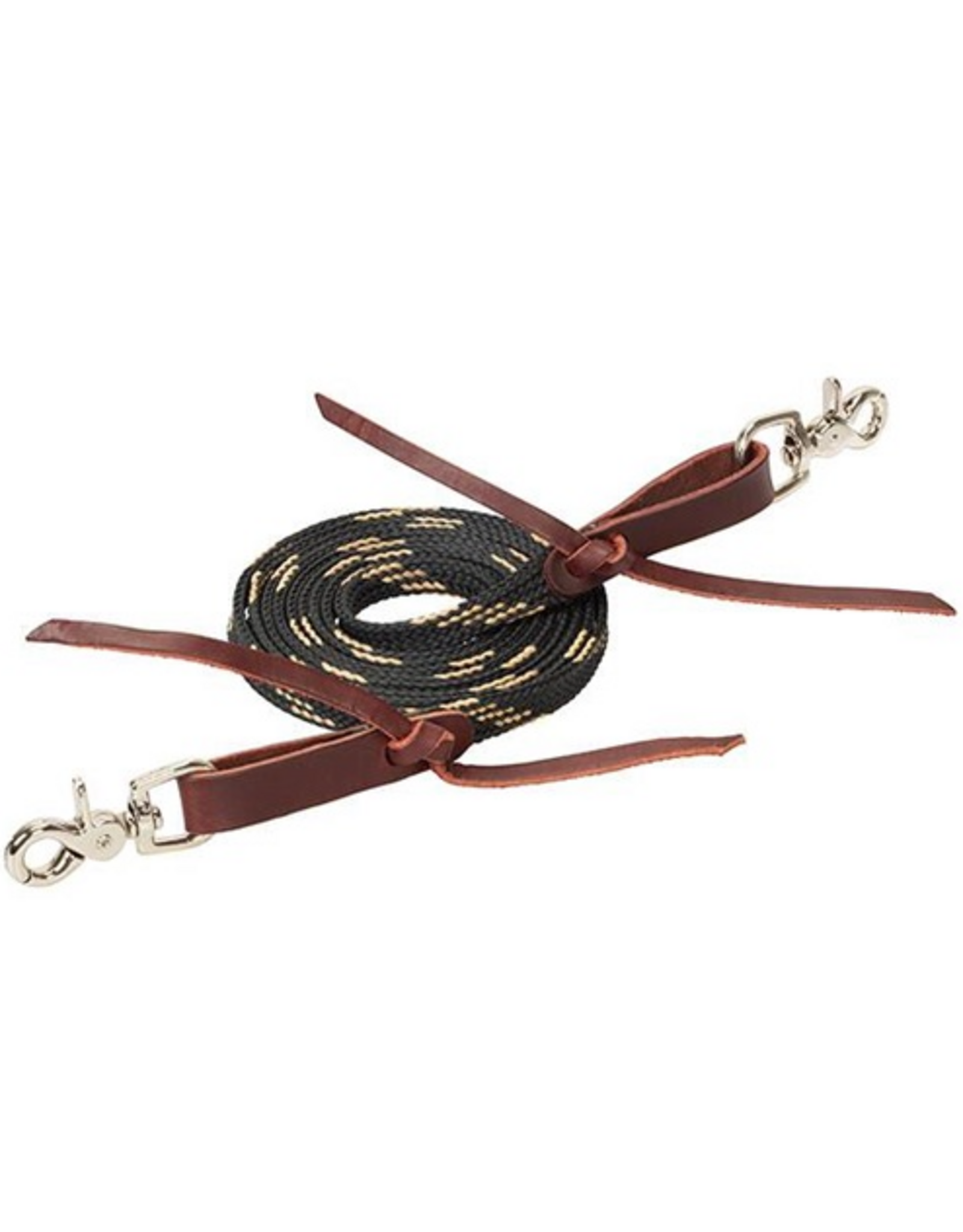 FLAT BRAIDED ROPER REINS WAXED BLACK/TAN