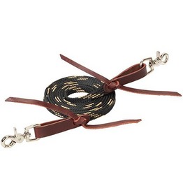 FLAT BRAIDED ROPER REINS WAXED BLACK/TAN