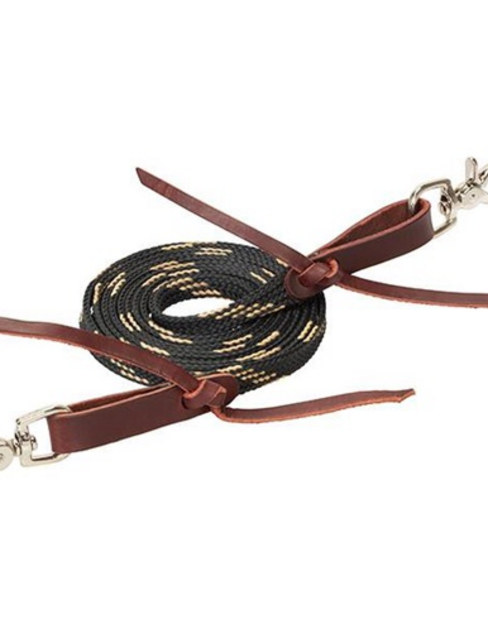 FLAT BRAIDED ROPER REINS WAXED BLACK/TAN