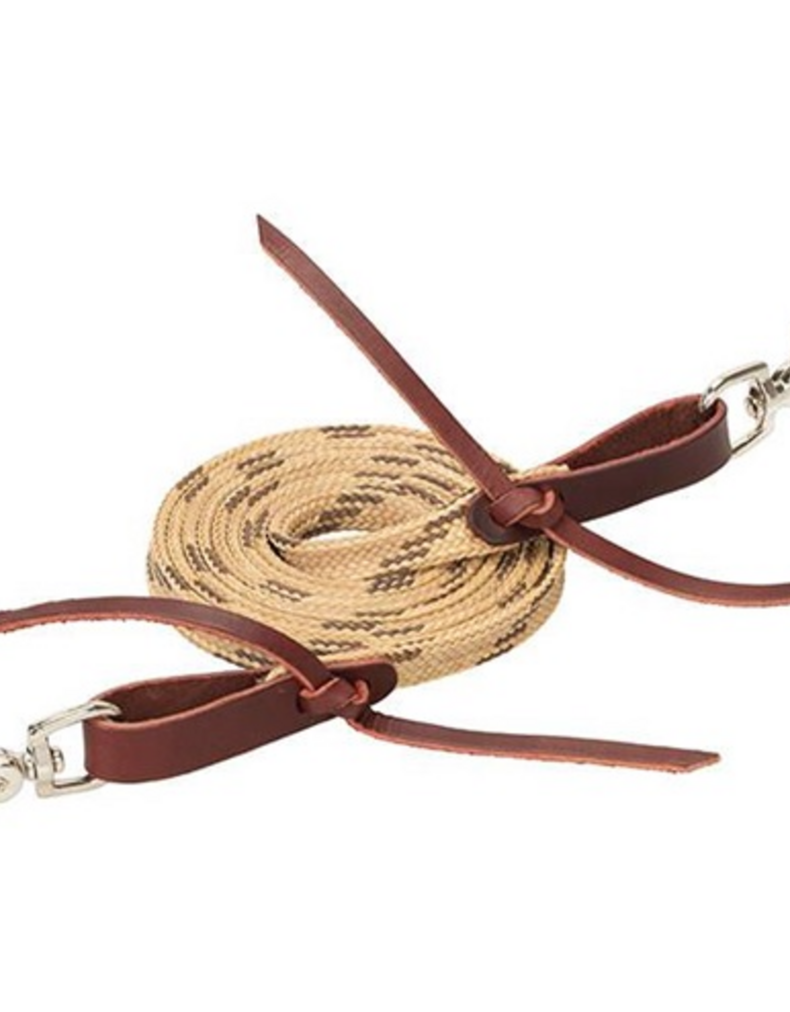 LAT BRAIDED ROPER REINS WAXED BROWN/TAN