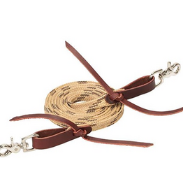 FLAT BRAIDED ROPER REINS WAXED BROWN/TAN