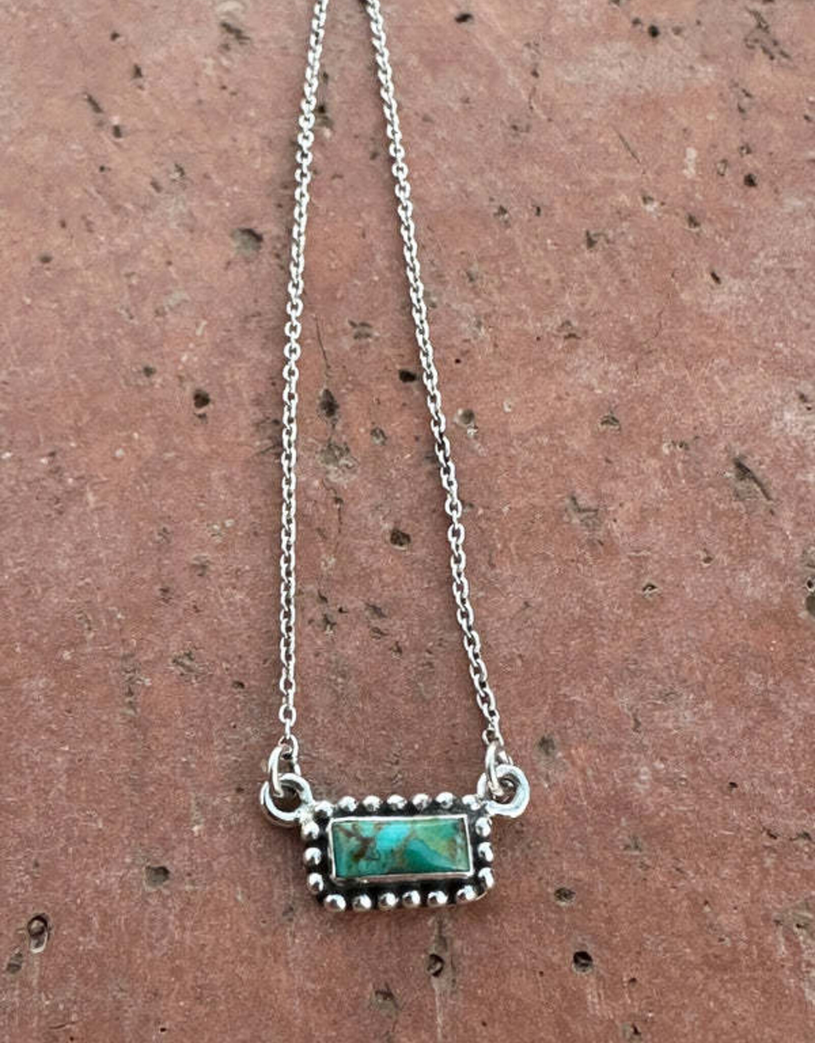NECKLACE KINGMAN TURQ STONE BAR "BABY BAR"