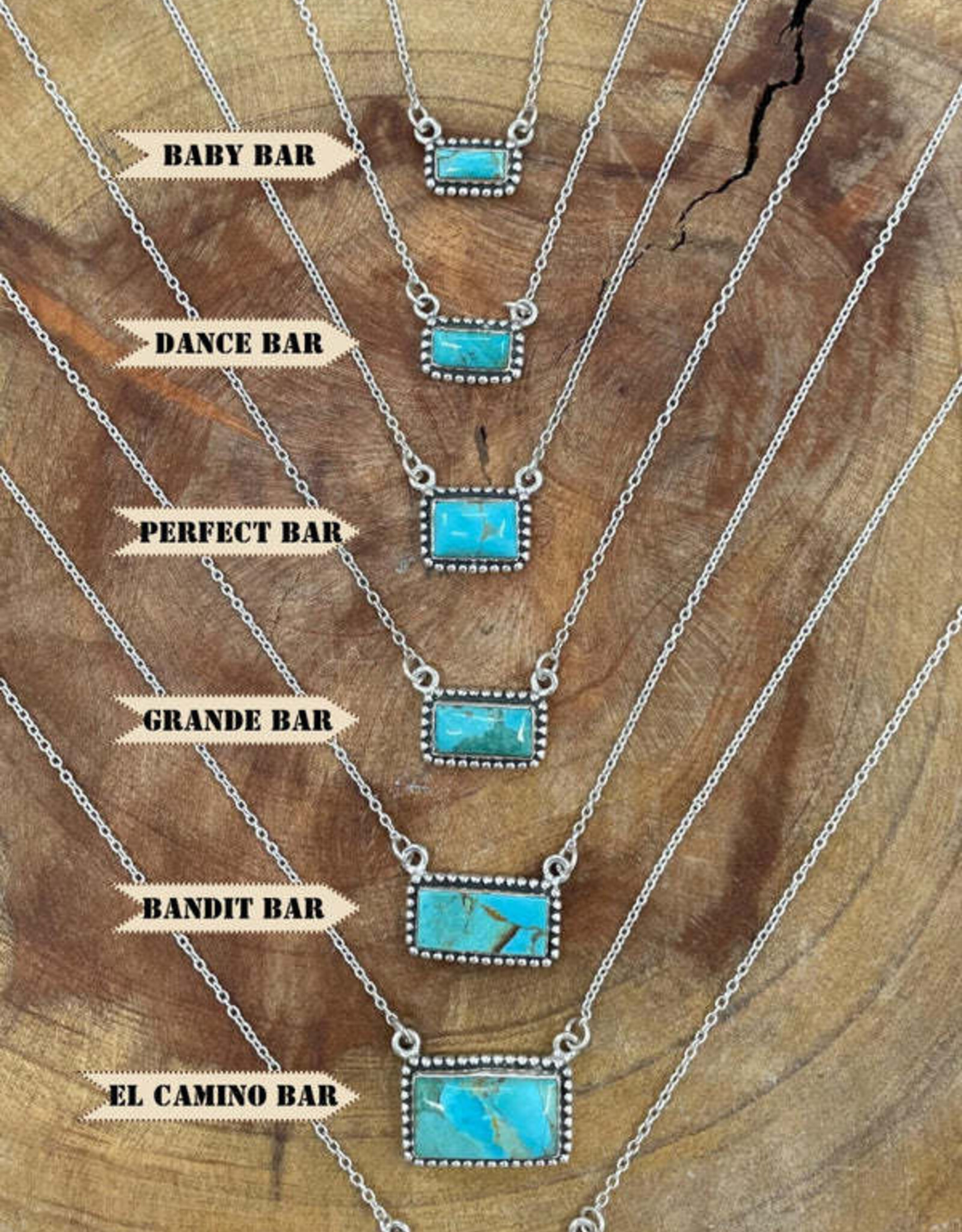 NECKLACE KINGMAN TURQ STONE BAR "BABY BAR"