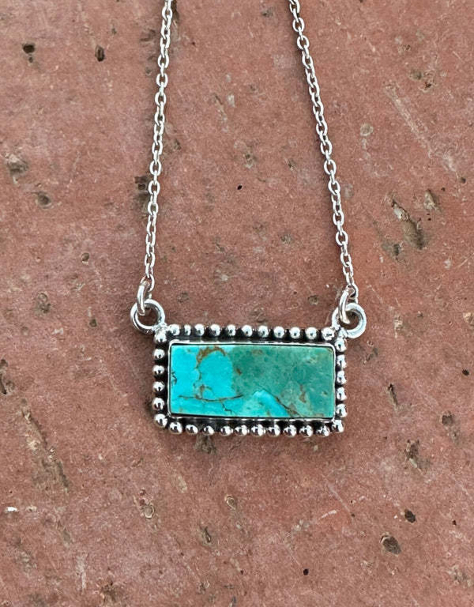 NECKLACE KINGMAN TURQ STONE BAR "GRANDE BAR"