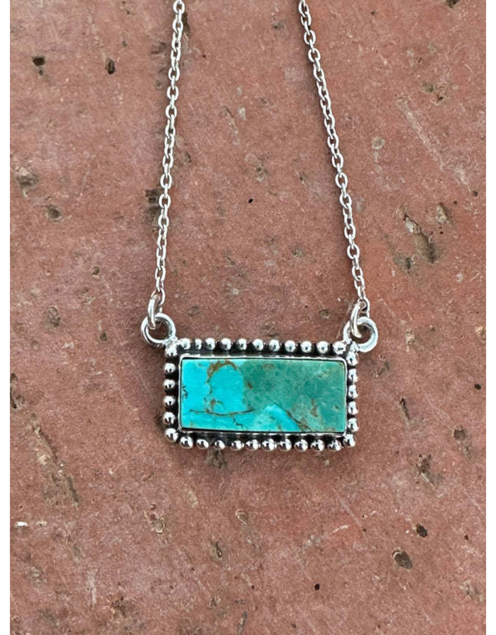 NECKLACE KINGMAN TURQ STONE BAR "GRANDE BAR"