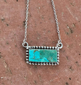 NECKLACE KINGMAN TURQ STONE BAR "GRANDE BAR"