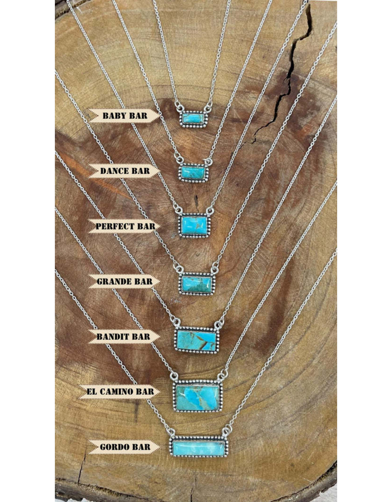 NECKLACE KINGMAN TURQ STONE BAR "GRANDE BAR"