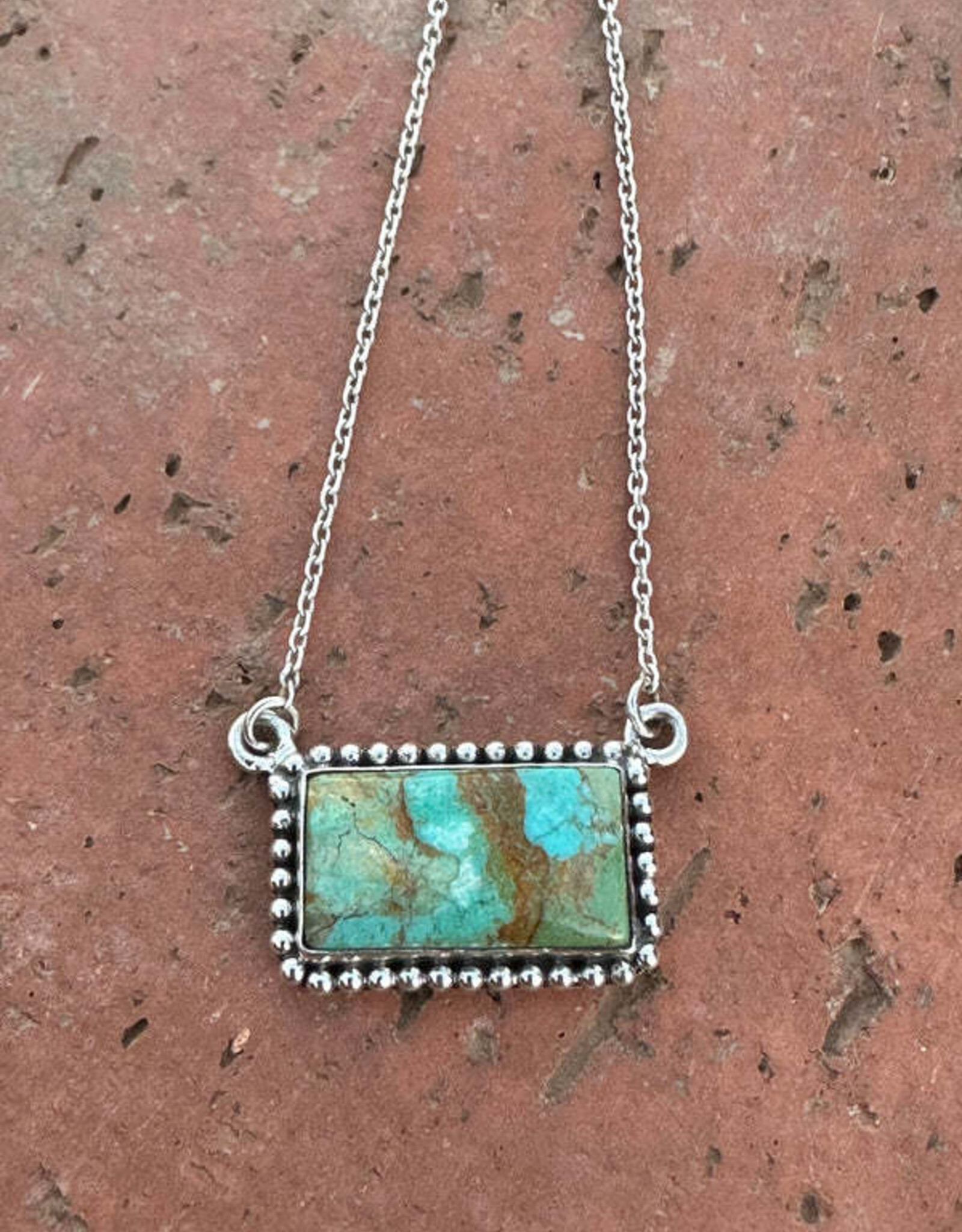 NECKLACE KINGMAN TURQ STONE BAR "EL CAMINO"