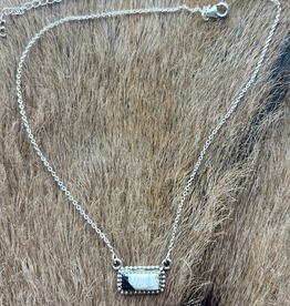 NECKLACE STERLING SILVER WHITE BUFFALO BAR