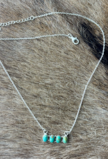 NECKLACE STERLING SILVER KINGMAN TURQUOISE 4 OVAL STONES