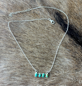 NECKLACE STERLING SILVER KINGMAN TURQUOISE 4 OVAL STONES