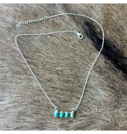 NECKLACE STERLING SILVER KINGMAN TURQUOISE 4 OVAL STONES