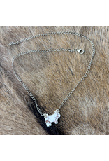 NECKLACE BULL STERLING SILVER MULTI GEMSTONE BULL WILD HORSE