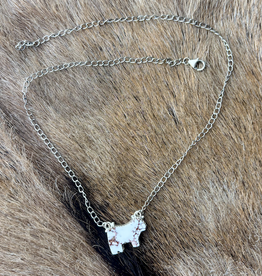 NECKLACE BULL STERLING SILVER MULTI GEMSTONE BULL WILD HORSE