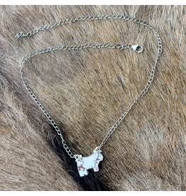 NECKLACE BULL STERLING SILVER MULTI GEMSTONE BULL WILD HORSE