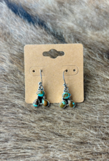 EARRINGS STERLING SILVER & TURQUOISE 3 STONE DANGLE