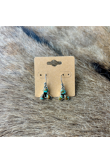 EARRINGS STERLING SILVER & TURQUOISE 3 STONE DANGLE