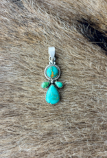 PENDANT STERLING SILVER KINGMAN TURQUOISE TEARDROP