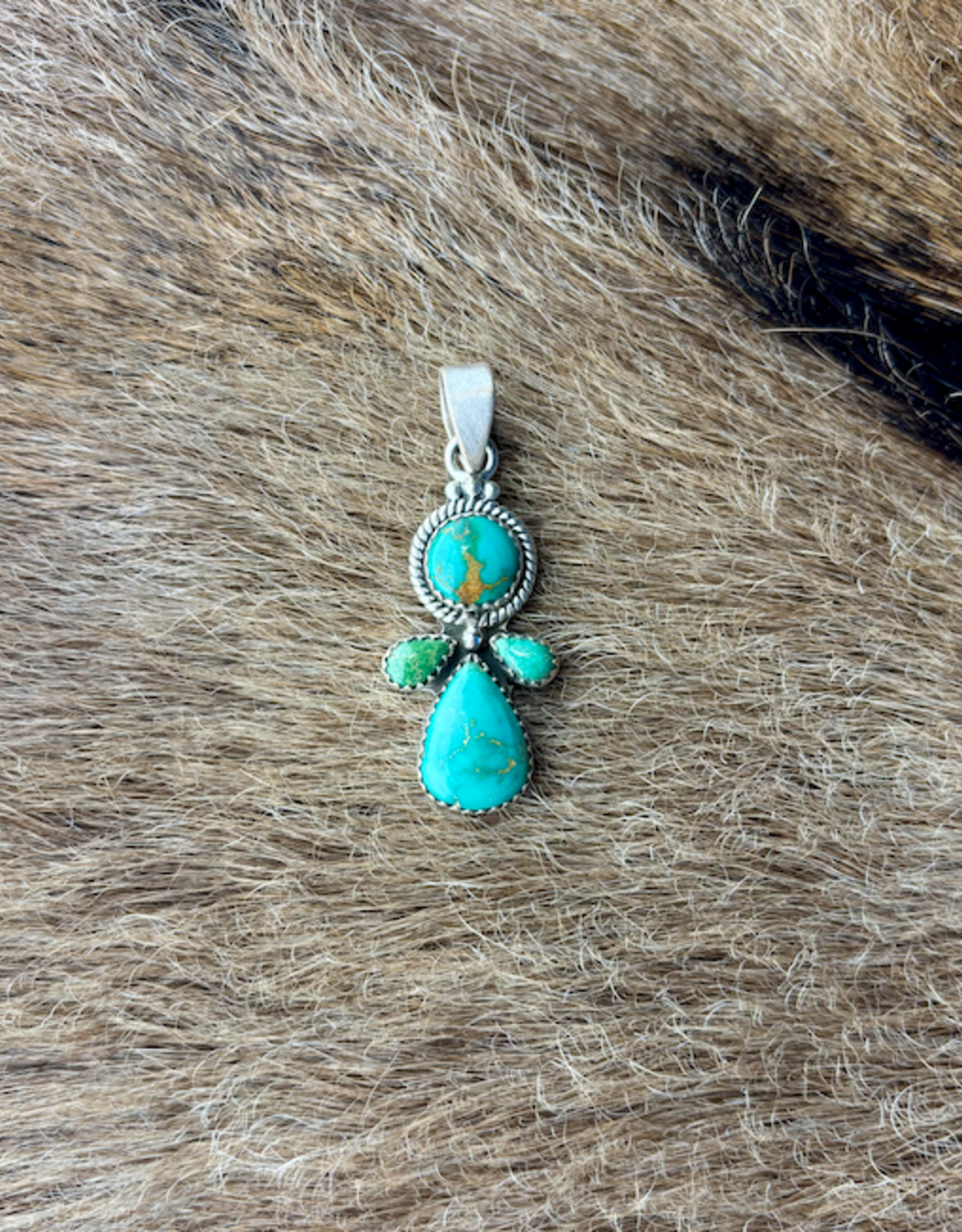 PENDANT STERLING SILVER KINGMAN TURQUOISE TEARDROP