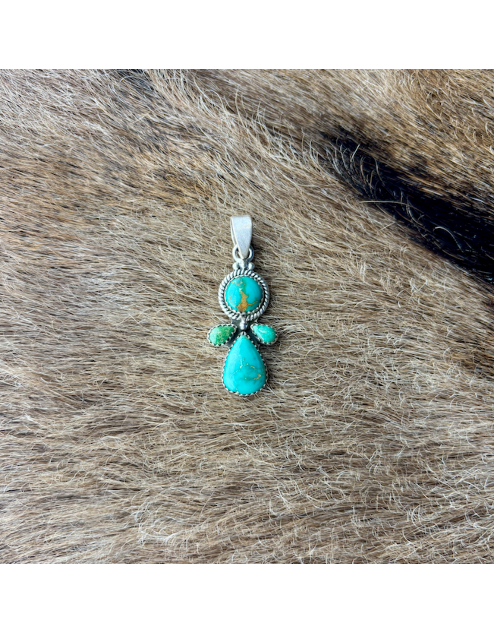 PENDANT STERLING SILVER KINGMAN TURQUOISE TEARDROP