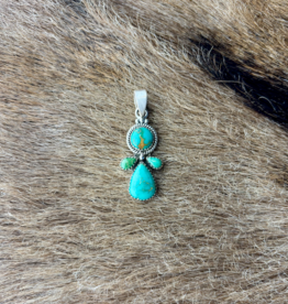 PENDANT STERLING SILVER KINGMAN TURQUOISE TEARDROP