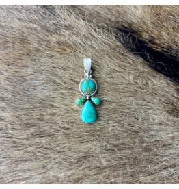 PENDANT STERLING SILVER KINGMAN TURQUOISE TEARDROP