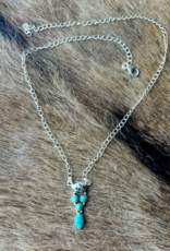 NECKLACE STERLING SILVER KINGMAN TURQUOISE WITH WHITE BUFFALO