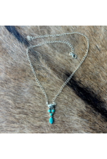 NECKLACE STERLING SILVER KINGMAN TURQUOISE WITH WHITE BUFFALO