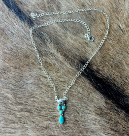 NECKLACE STERLING SILVER KINGMAN TURQUOISE WITH WHITE BUFFALO