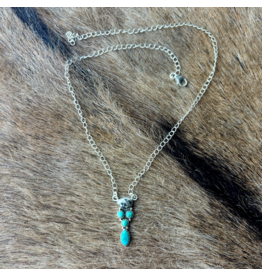 NECKLACE STERLING SILVER KINGMAN TURQUOISE WITH WHITE BUFFALO