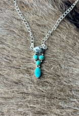 NECKLACE STERLING SILVER KINGMAN TURQUOISE WITH WHITE BUFFALO