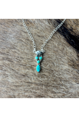 NECKLACE STERLING SILVER KINGMAN TURQUOISE WITH WHITE BUFFALO