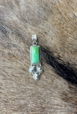 PENDANT STERLING SILVER KINGMAN TURQUOISE & WILD HORSE