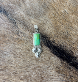 PENDANT STERLING SILVER KINGMAN TURQUOISE & WILD HORSE