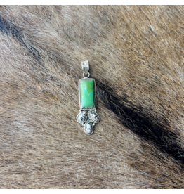 PENDANT STERLING SILVER KINGMAN TURQUOISE & WILD HORSE
