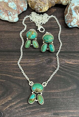 NECKLACE EARRING SET STERLING SILVER KINGMAN TURQUOISE