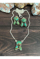NECKLACE EARRING SET STERLING SILVER KINGMAN TURQUOISE