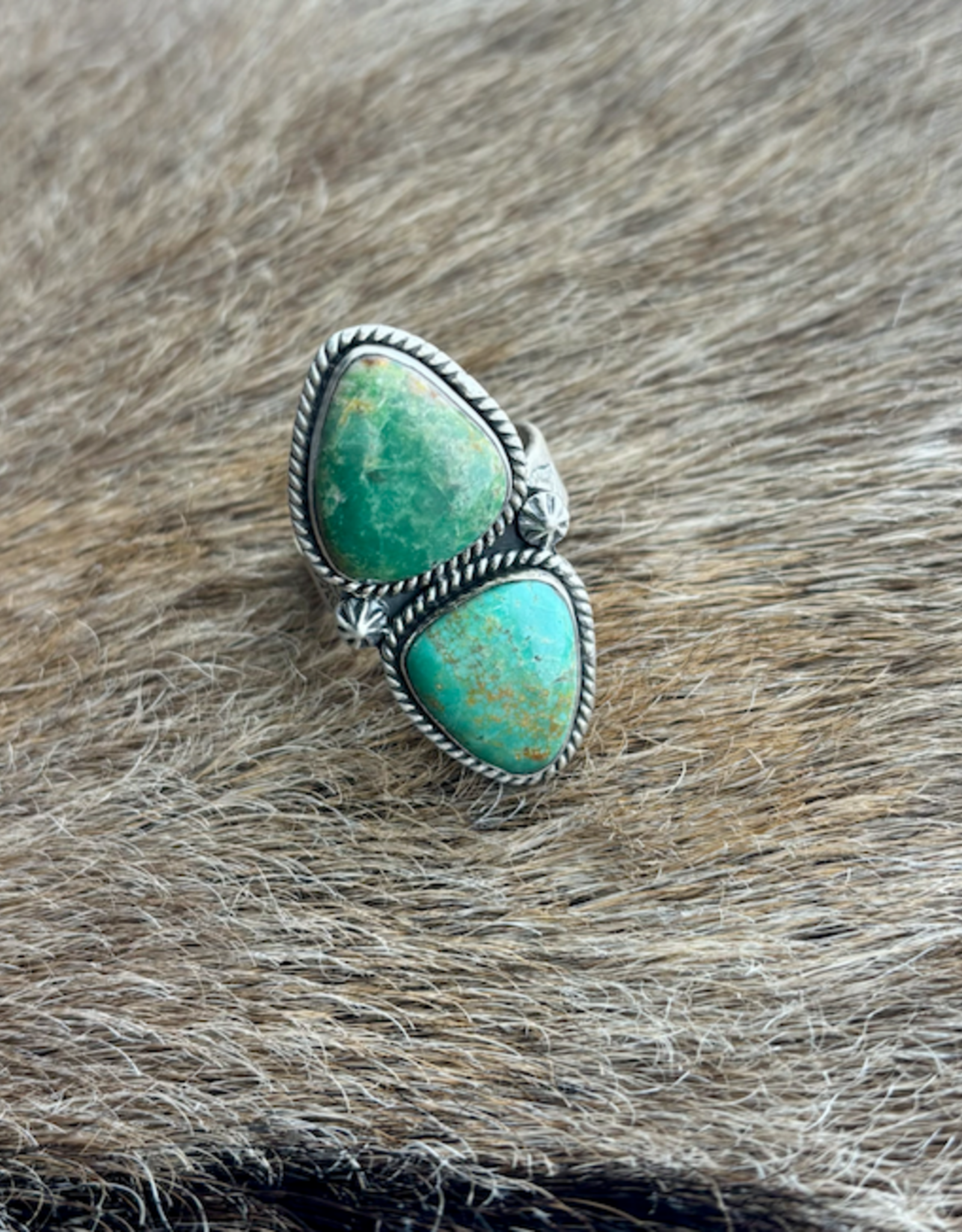 RING STERLING SILVER MANTIS TURQUOISE ADJUSTABLE