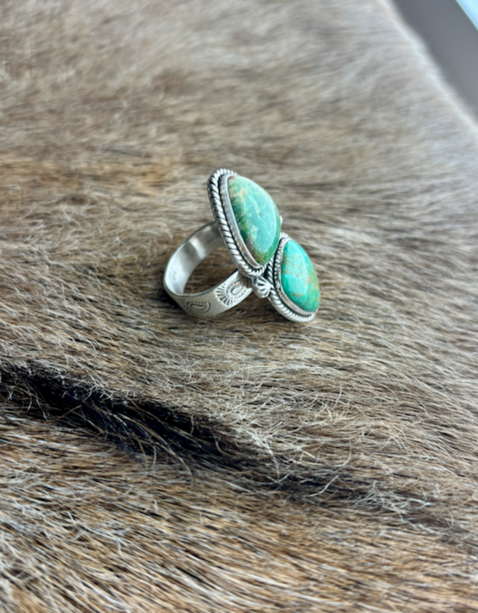RING STERLING SILVER MANTIS TURQUOISE ADJUSTABLE
