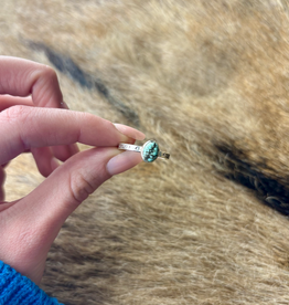 RING BAND STERLING SILVER ADJUSTABLE STACKER W/ TURQUOISE OVAL STONE