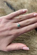 RING BAND STERLING SILVER ADJUSTABLE STACKER W/ TURQUOISE OVAL STONE