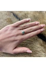 RING BAND STERLING SILVER ADJUSTABLE STACKER W/ TURQUOISE OVAL STONE