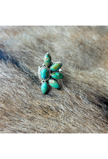 RING CRESCENT STERLING SILVER KINGMAN TURQUOISE ADJUSTABLE