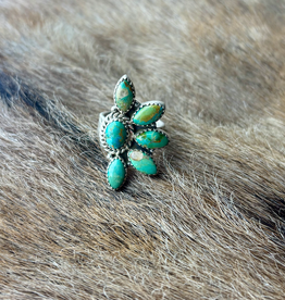 RING CRESCENT STERLING SILVER KINGMAN TURQUOISE ADJUSTABLE
