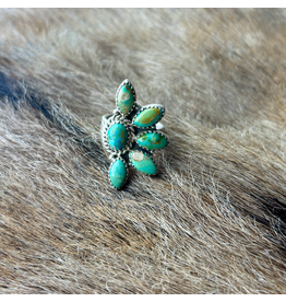 RING CRESCENT STERLING SILVER KINGMAN TURQUOISE ADJUSTABLE
