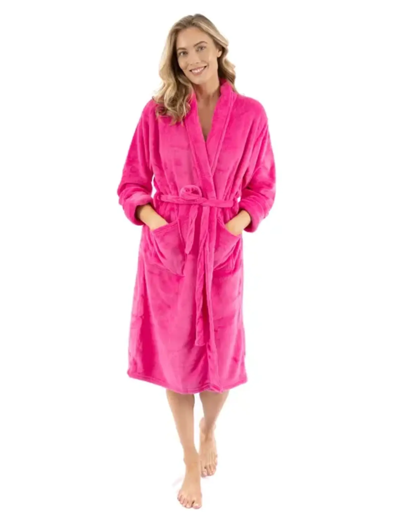 LEVERET PAJAMAS ROBE HOT PINK FLEECE