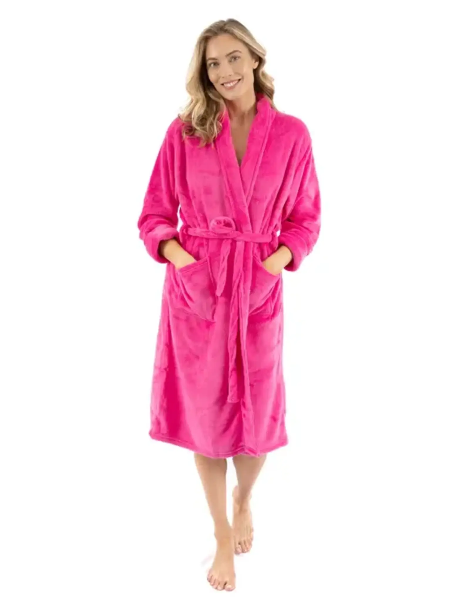 LEVERET PAJAMAS ROBE HOT PINK FLEECE