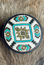 TRAVEL JEWELRY BOX TOOLED LEATHER AZTEC BLACK